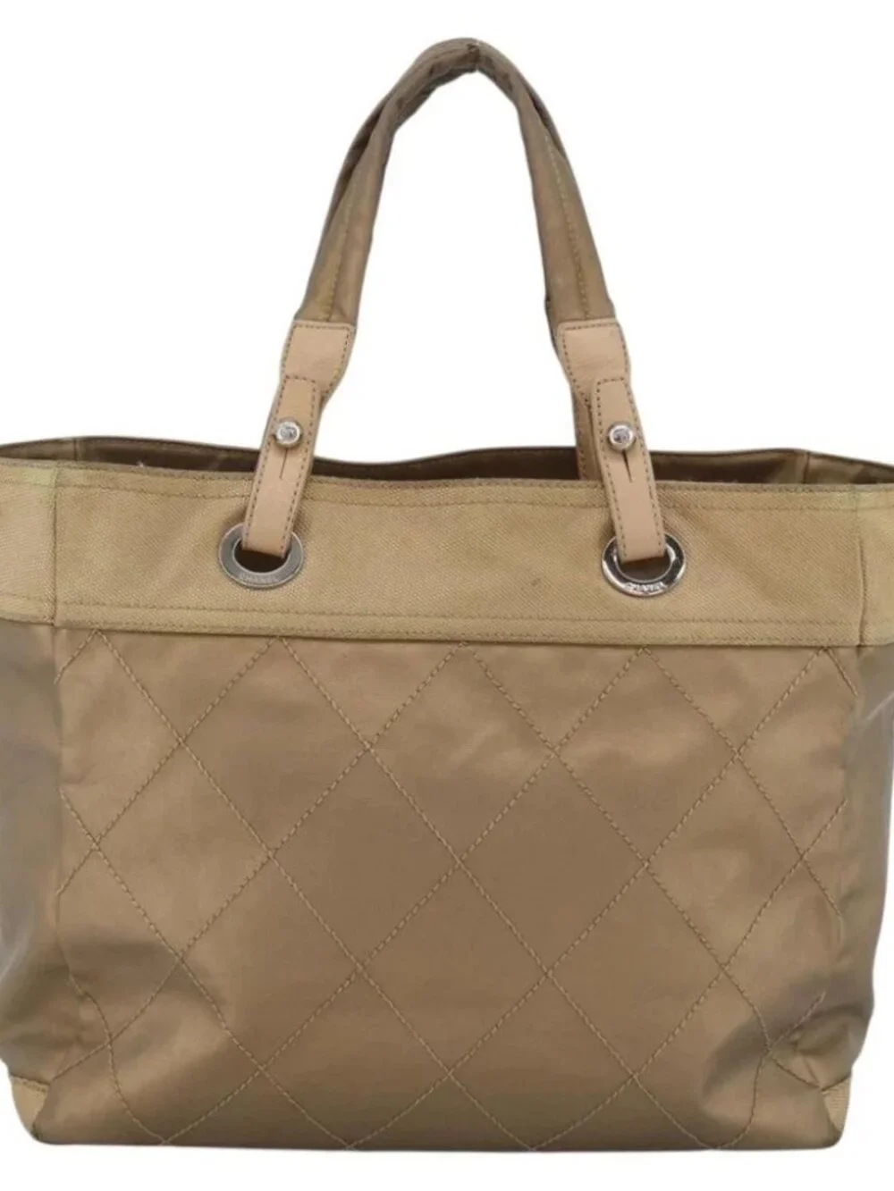 CHANEL Paris Biarritz GM Tote Bag Coated Canvas Gold Silver CC Auth ka3625
